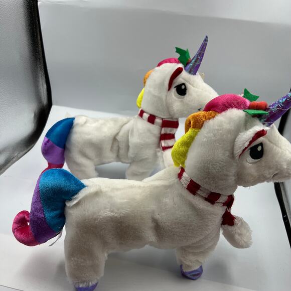 Gemmy 2 Shimmy Animated Singing Dancing Unicorn Plush Christmas READ Description - Picture 5 of 13